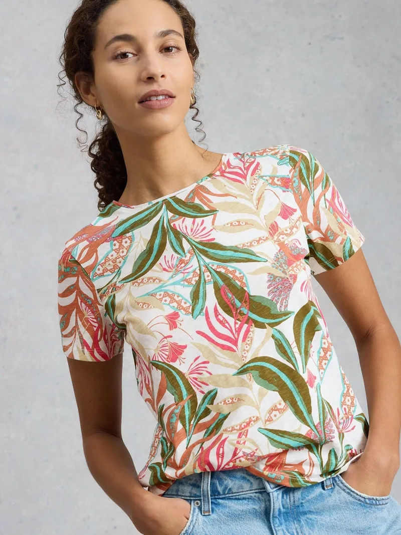 White Stuff T-Shirt Abbie - 42, Elfenbein print, – Produktbild 1 von 4