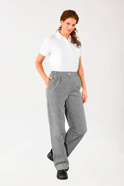 BERUFSBEKLEIDUNG Gastro  Arbeits- und Berufshosen Damen - Bundfalten, schwarz/weiß - Berufsbekleidung.de – Produktbild 1 von 1