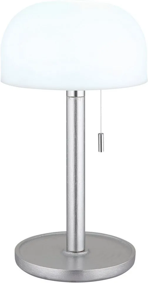 GLOBO LIGHTING LED Tischleuchte NORMAN, mehrere Helligkeitsstufen, LED fest integriert, warmweiß - kaltweiß, Akkutischleuchte auch für draußen, Zugschalter Kordel, Akkulampe, Braun|silberfarben, – Produktbild 3 von 3