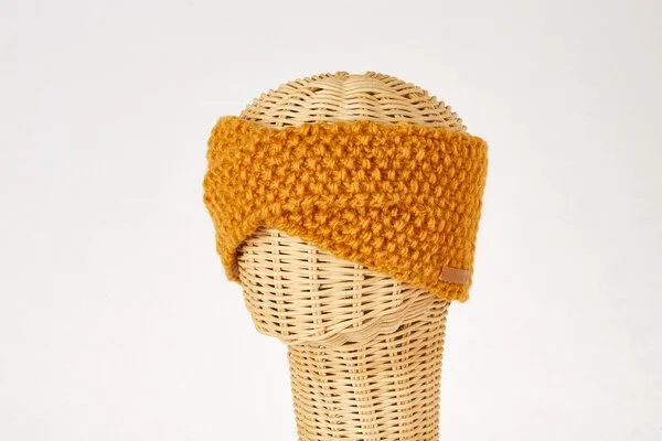 short'n'pietz short'n'pietz Schurwollstirnband crisscross mit Knotenmuster, handgestrickt, Hellgrau, – Produktbild 2 von 3