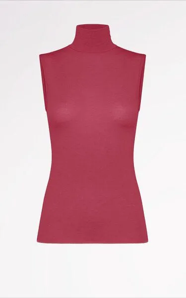 CASAGiN CASAGiN Ärmelloser Rollkragenpullover aus TENCEL und Kaschmir, Rubin, – Produktbild 1 von 1