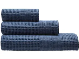 Cotonea Cotonea Waffelpikee Duschtuch, 70 x 140 cm, Bio-Baumwolle, steinblau – Produktbild 1 von 1