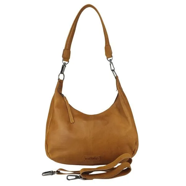 manbefair manbefair Hobo Bag Cathrine Leder, Cognac, – Produktbild 3 von 4