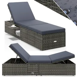 Casaria® Polyrattan Gartenliege Grau/Anthrazit 200x58x33cm – Produktbild 1 von 1