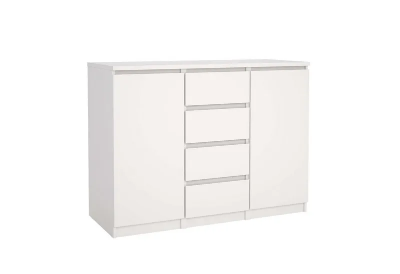 Home affaire Kommode Naia - 4 Schubladen & 2 Türen, grifflose Front, Made in Denmark (Breite: 121 cm, in mehreren Farben), Sideboard, skandinavisches & modernes Design mit viel Stauraum, Weiß, – Produktbild 2 von 8