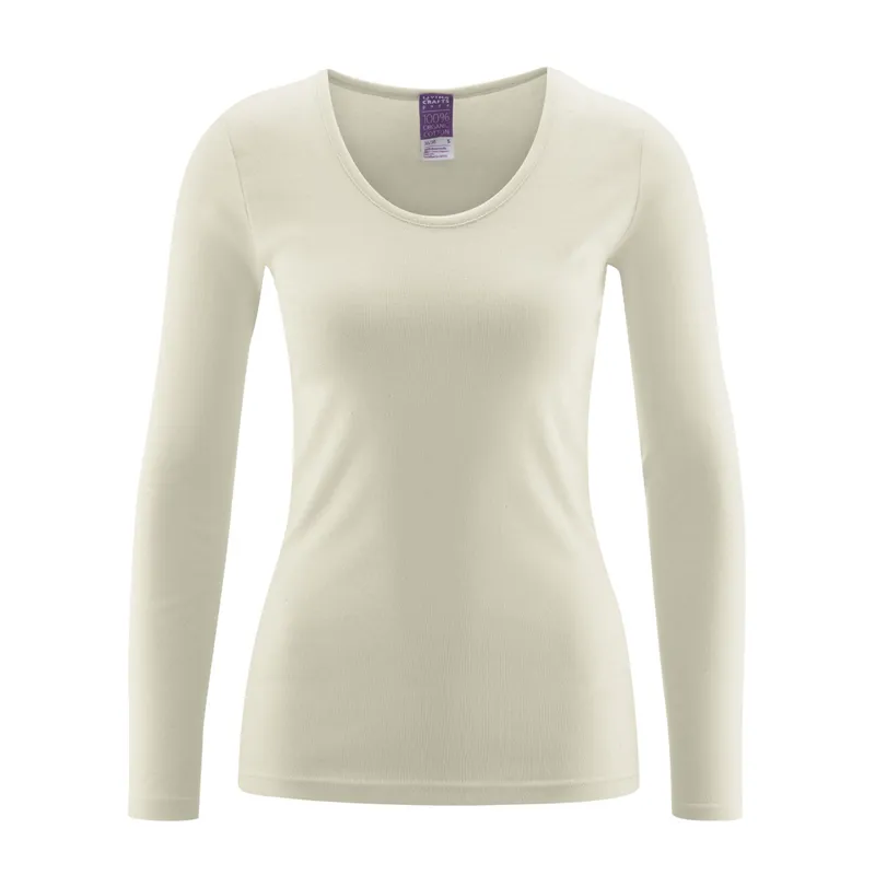 Living Crafts Living Crafts - Damen Langarm-Unterhemd (100% Bio-Baumwolle), Beige, – Produktbild 1 von 3