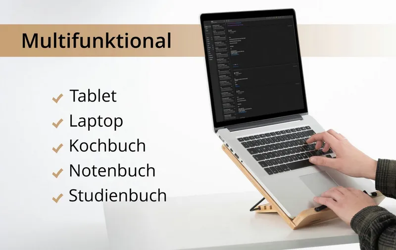 Classic Cantabile Notenpult Classic Cantabile Tischnotenpult Bambus klein, Neigungswinkel in fünf Schritten verstellbar, Braun, – Produktbild 5 von 5