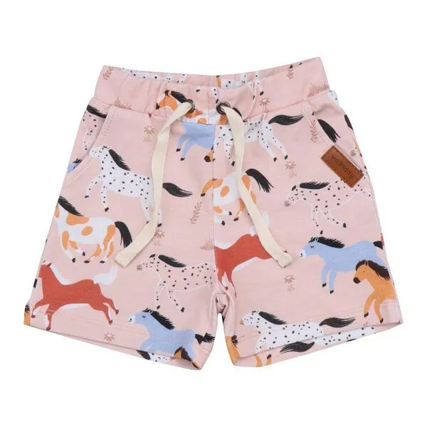 Walkiddy Bio-Baumwollshorts Baby Horses in Rosa - Nachhaltig & Allergikerfreundlich von Walkiddy – GOTS zertifiziert – Produktbild 1 von 2
