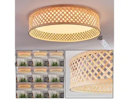 hofstein Deckenleuchte Deckenlampe im Boho-Design aus Metall/Bambus/Kunststoff in Weiß/Natur, ohne Leuchtmittel, Deckenleuchte dimmbar, Fernbedienung, Memory-Funktion, CCT einstellbar – Produktbild 1 von 1