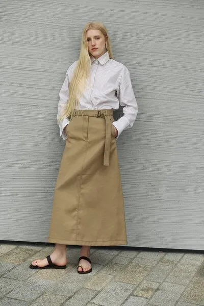 IVA RYCH IVA RYCH Maxirock mit Gürtel I Deadstock, Beige, – Produktbild 1 von 1