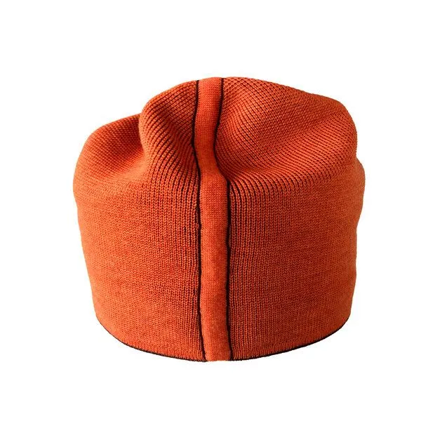 austriandesign.at austriandesign.at BeanieMütze reversibel aus extrafeiner Merinowolle, Rotbraun/orange, – Produktbild 4 von 4