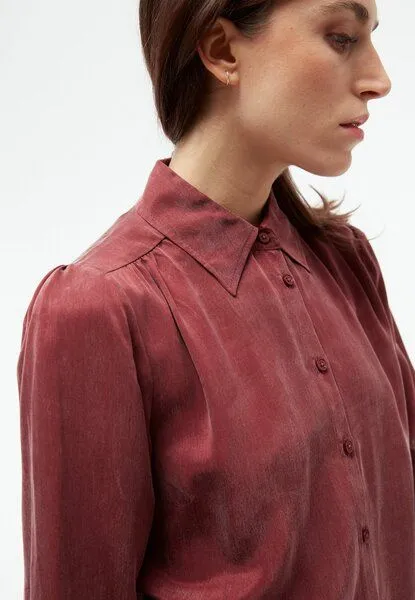 Givn Berlin Givn Berlin Bluse GBKASIA aus Cupro (Bemberg) mit Puffärmeln, Rot, – Produktbild 2 von 4