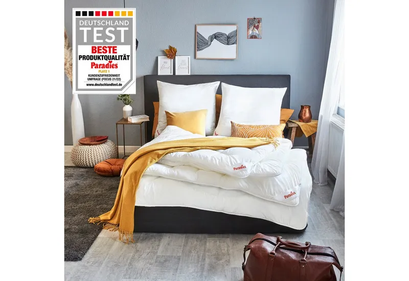 Paradies Paradies 4-Jahreszeitenbett Paradies Halia Varietta extra warme 4-Jahreszeiten Bettdecke 135x200, Füllung: Paradies Fill Fasertechnologie für dauerhaft bauschiges Volumen, davon 50% recycelt, Bezug: 100% Baumwolle, veredelt mit Aloe Vera, Weiß, – Produktbild 5 von 5