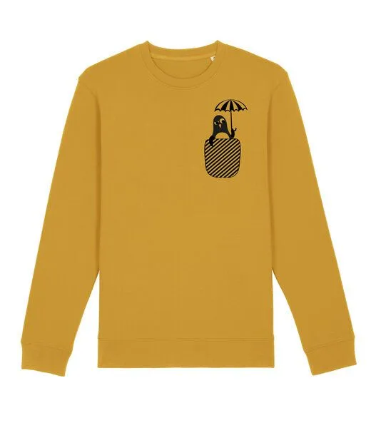 päfjes päfjes Pinguin Paul mit Schirm - Fair Wear Unisex Sweater - Gelb – Produktbild 1 von 4