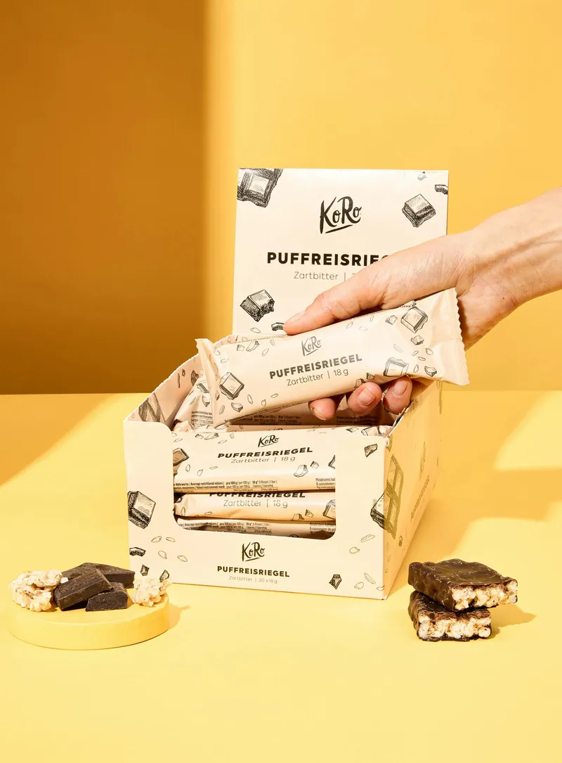 KoRo Puffreisriegel in Zartbitterschokolade 20 x 18 g – Produktbild 3 von 5