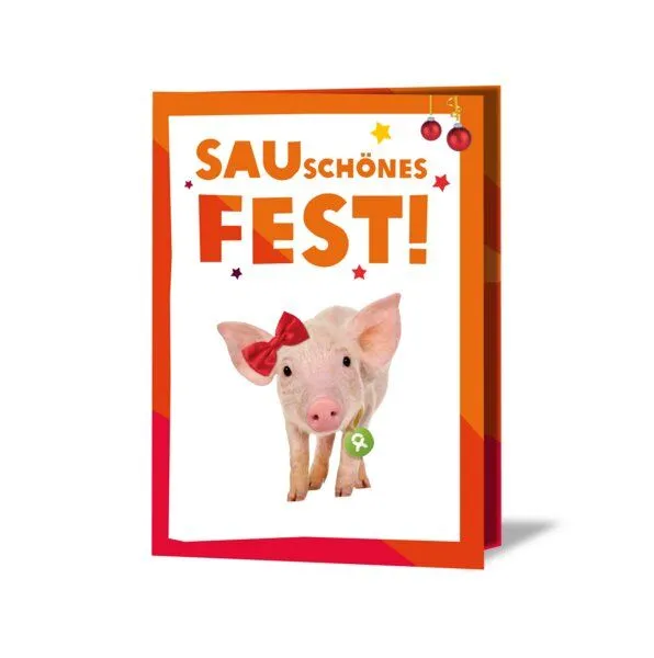 OxfamUnverpackt OxfamUnverpackt Spenden-Geschenk "Ferkel" (Weihnachtskarte mit Magnet) – Produktbild 2 von 2