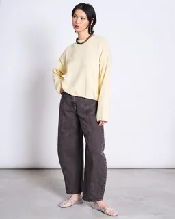 JAN N JUNE JAN 'N JUNE Damen vegan Pullover Mit Rundhalsausschnitt Hoy Hellgelb – Produktbild 1 von 1