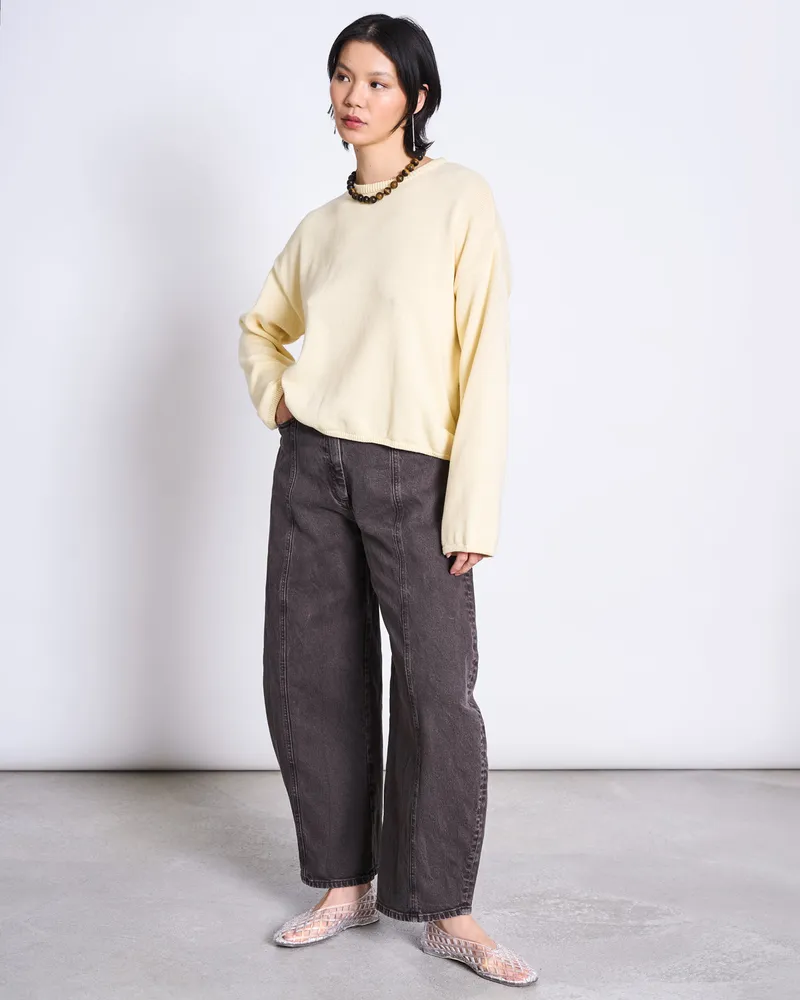 JAN N JUNE JAN 'N JUNE Damen vegan Pullover Mit Rundhalsausschnitt Hoy Hellgelb, Hellgelb, – Produktbild 1 von 2