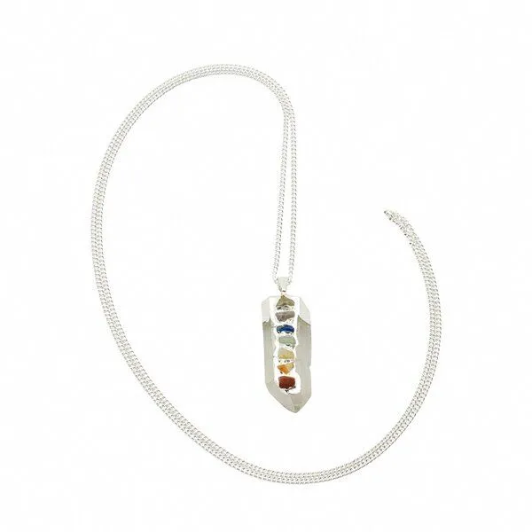 Crystal and Sage Crystal and Sage Chakra Reiki Bergkristall Halskette, Silber, – Produktbild 2 von 3