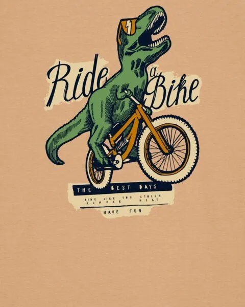 watapparel watapparel T-Shirt Unisex T-Rex Fahrrad, Latte, – Produktbild 3 von 4