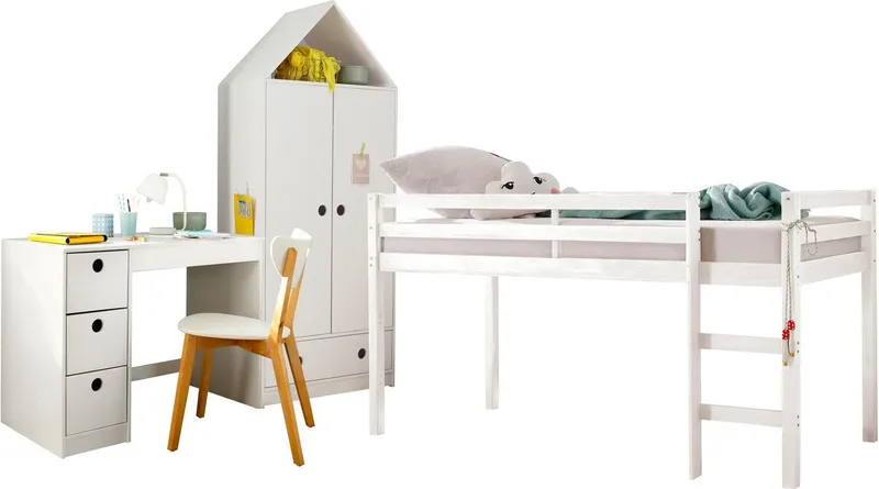 OTTO home Hochbett Alpi aus schönem massivem Kiefernholz, Außenmaßenbreite 103 cm, Weiß, – Produktbild 5 von 5