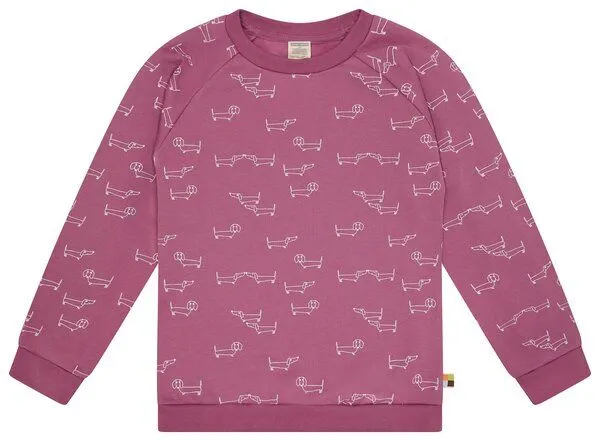 loud + proud loud + proud Kinder Sweatshirt mit Alloverdruck, GOTS-zertifiziert, Grape(rosa), – Produktbild 1 von 2