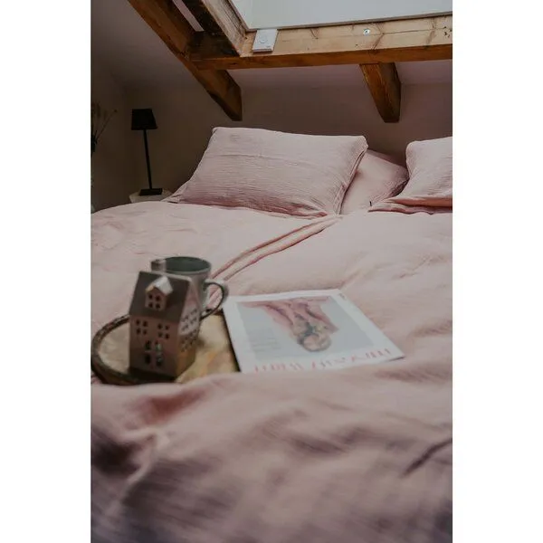 Hutch&Putch Hutch&Putch Musselin Kopfkissenbezug 100% Bio-Baumwolle, Blush, – Produktbild 3 von 4