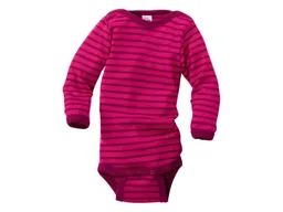 Engel natur Engel Natur Baby Body Langarm Wolle Seide himbeere-geringelt Gr.86/92 – Produktbild 1 von 1
