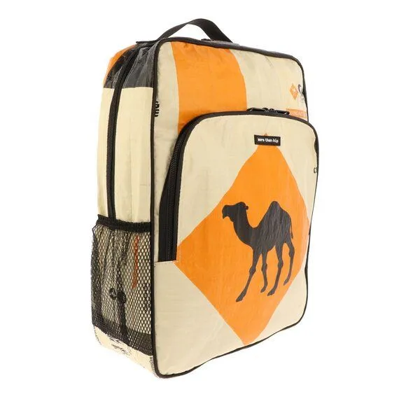 MoreThanHip MoreThanHip Laptop-Rucksack 15,6 Zoll aus recycelten Zement- oder Fischfuttersäcken - Trong, Orange - kamel, – Produktbild 2 von 4
