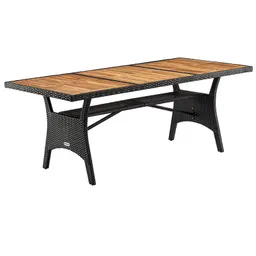 Casaria® Polyrattan Gartentisch Takeo Schwarz 190x90x74cm Akazie – Produktbild 1 von 1