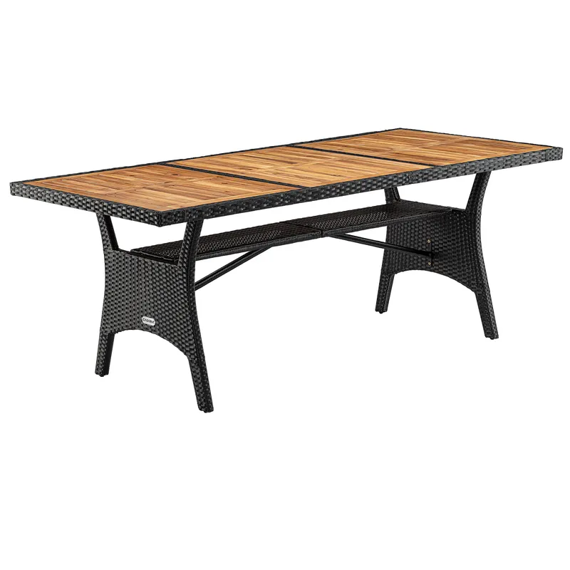 Casaria® Polyrattan Gartentisch Takeo Schwarz 190x90x74cm Akazie, Schwarz, – Produktbild 1 von 2