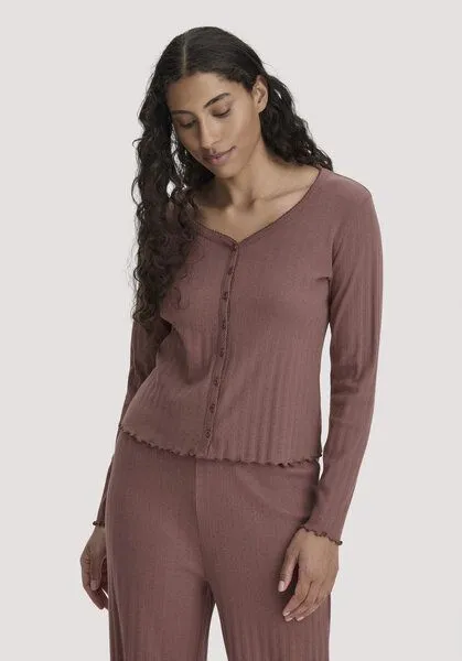 hessnatur hessnatur Pointelle Cardigan PURE COTTON aus reiner Bio-Baumwolle, Rosébraun, – Produktbild 1 von 4