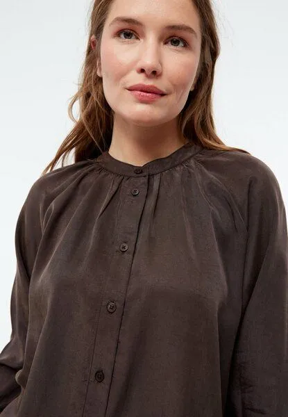 Givn Berlin Givn Berlin Bluse GBSMILLA mit Puffärmeln aus TENCEL mit Peach-Effekt, Coffee brown, – Produktbild 4 von 4