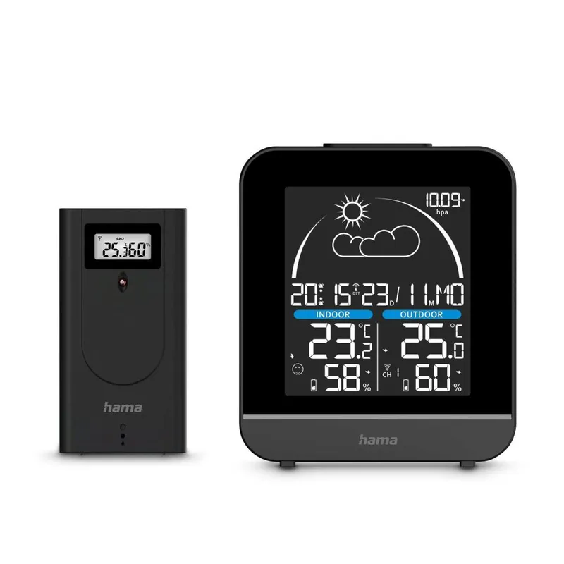 Hama Hama Wetterstation "La Gomera", mit Außensensor, Funk, Wecker, Schwarz – Produktbild 3 von 3