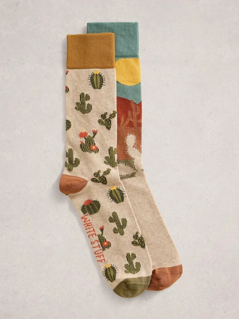 White Stuff 2er-Pack Socken Kaktus - 41-43, Orange print, – Produktbild 1 von 2