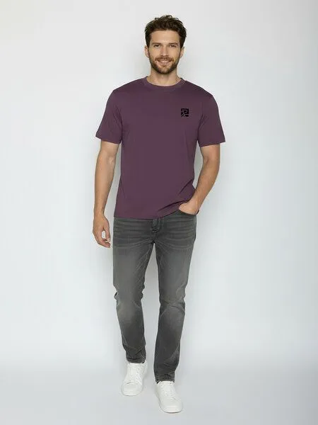 GreenBomb GREENBOMB Bike Square Fusion - Lässiges Oversize-T-Shirt aus Bio-Baumwolle / hochwertiger Print / GOTS / Fair & Vegan, Lila (berry bark), – Produktbild 3 von 4
