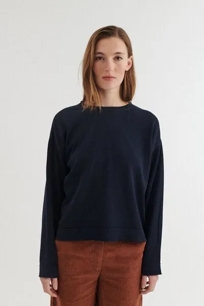 Basic Apparel Basic Apparel Rundhals-Pullover KARI aus Bio-Baumwolle, Blau-sky-captain, – Produktbild 1 von 4