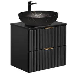 Lomadox Waschtisch ADELAIDE-56-BLACK, 60 cm breit in schwarz mit 2 Schubladen – Produktbild 1 von 1
