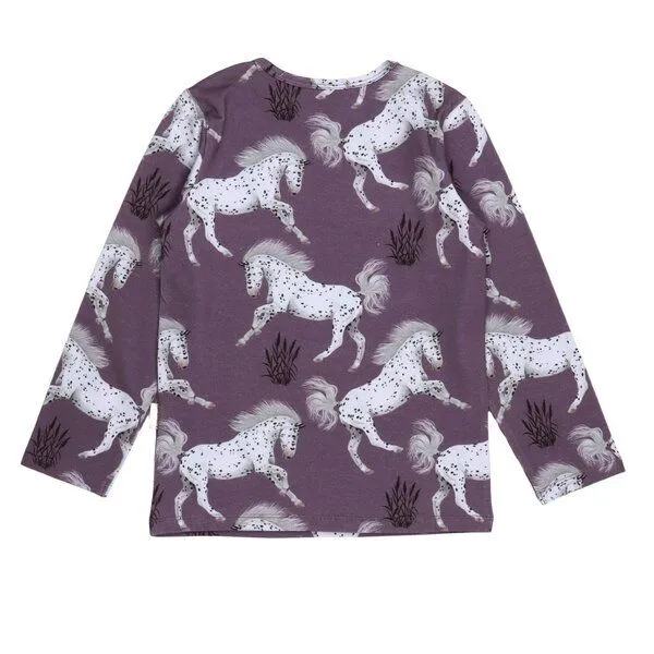Walkiddy Kinder Langarmshirt Schimmel Bio-Baumwolle – GOTS-zertifiziertes Walkiddy Shirt mit Pferde-Print, weich, atmungsaktiv & ideal für Pferdefans, Lila, – Produktbild 3 von 3