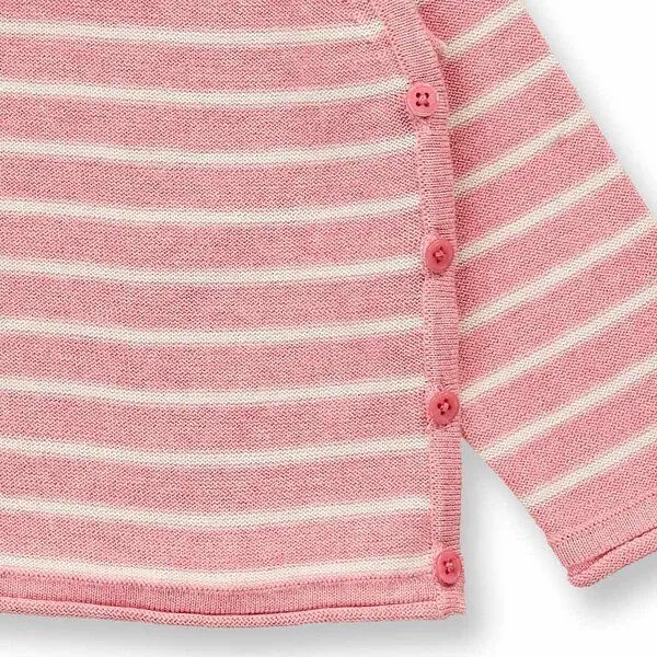 Sense Organics Sense Organics Baby Strick-Wickeljacke, Modell P. PICASSO, Pastellrosa-beige geringelt, – Produktbild 3 von 3