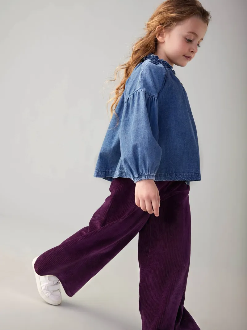 Vertbaudet Weite Mädchen Cordhose, Pflaume, – Produktbild 2 von 3