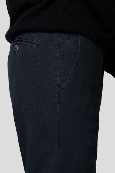 Meyer MEYER BAUMWOLLE-CHECK-CHINO, Blau (dunkelblau), – Produktbild 4 von 4