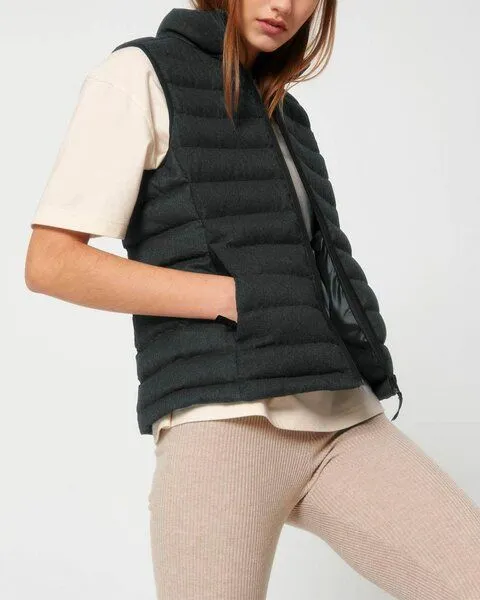 YTWOO YTWOO Damen Weste im Woll-Look | komplett recycelt | Steppweste, Dunkelgrau, – Produktbild 1 von 4