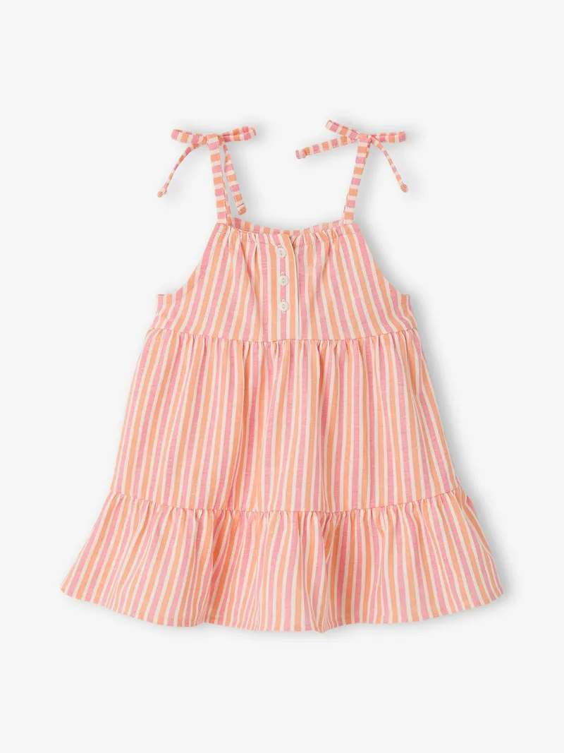 Vertbaudet Baby Trägerkleid mit Schleifen, Rosa gestreift, – Produktbild 4 von 4
