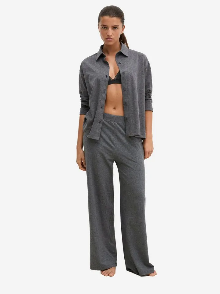 Marc O'Polo Marc O'Polo Hemdbluse Loungewear-Styles Businesshemd, Freizeithemd, Langarmhemd, Grau, – Produktbild 1 von 4