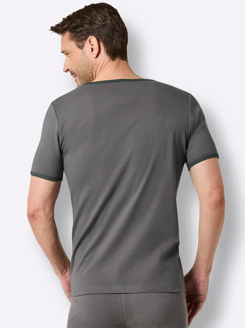 wäschepur men Shirt anthrazit + moos, Anthrazit + moos, – Produktbild 3 von 3