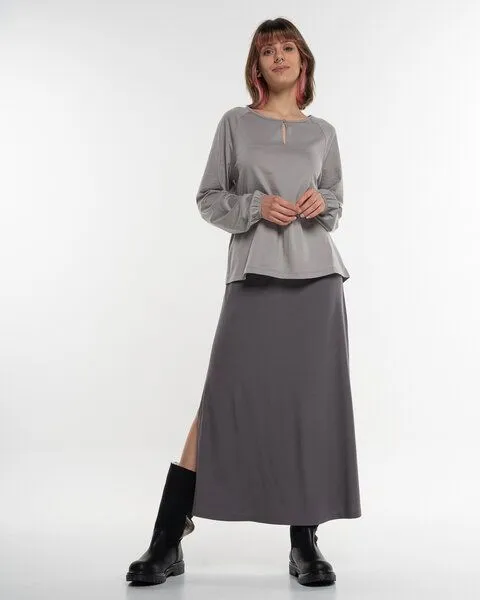 Alma & Lovis Alma & Lovis Feminines Blusenshirt aus Bio-Baumwolle | Raglan Blouse, Dolphin (grau), – Produktbild 4 von 4