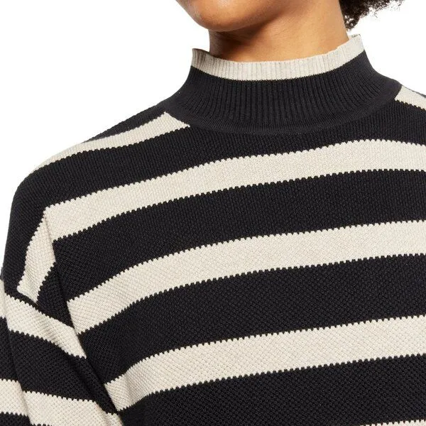 KnowledgeCotton Apparel KnowledgeCotton Apparel Pullover Cotton Micro Bubble Crew Neck Knit, Black stripe (schwarz / weiß), – Produktbild 2 von 4