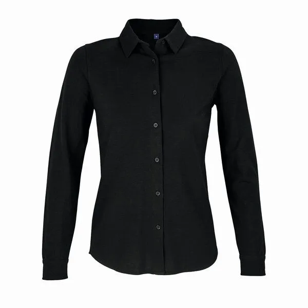 NEOBLU NEOBLU Damen Bluse Langarm Arbeitskleidung Businessbluse Bio Baumwolle Vegan, Night blue, – Produktbild 1 von 4