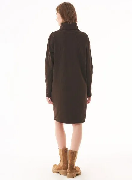 ORGANICATION ORGANICATION Sweatkleid aus Bio-Baumwolle mit Rollkragen, Braun(espresso), – Produktbild 3 von 4
